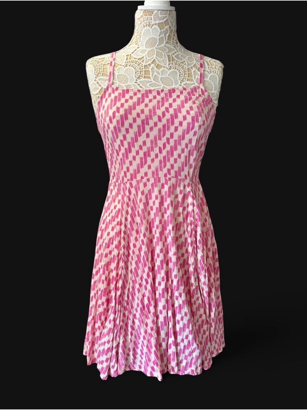 GAP Pink Patterned Spaghetti-Strap Mini Dress